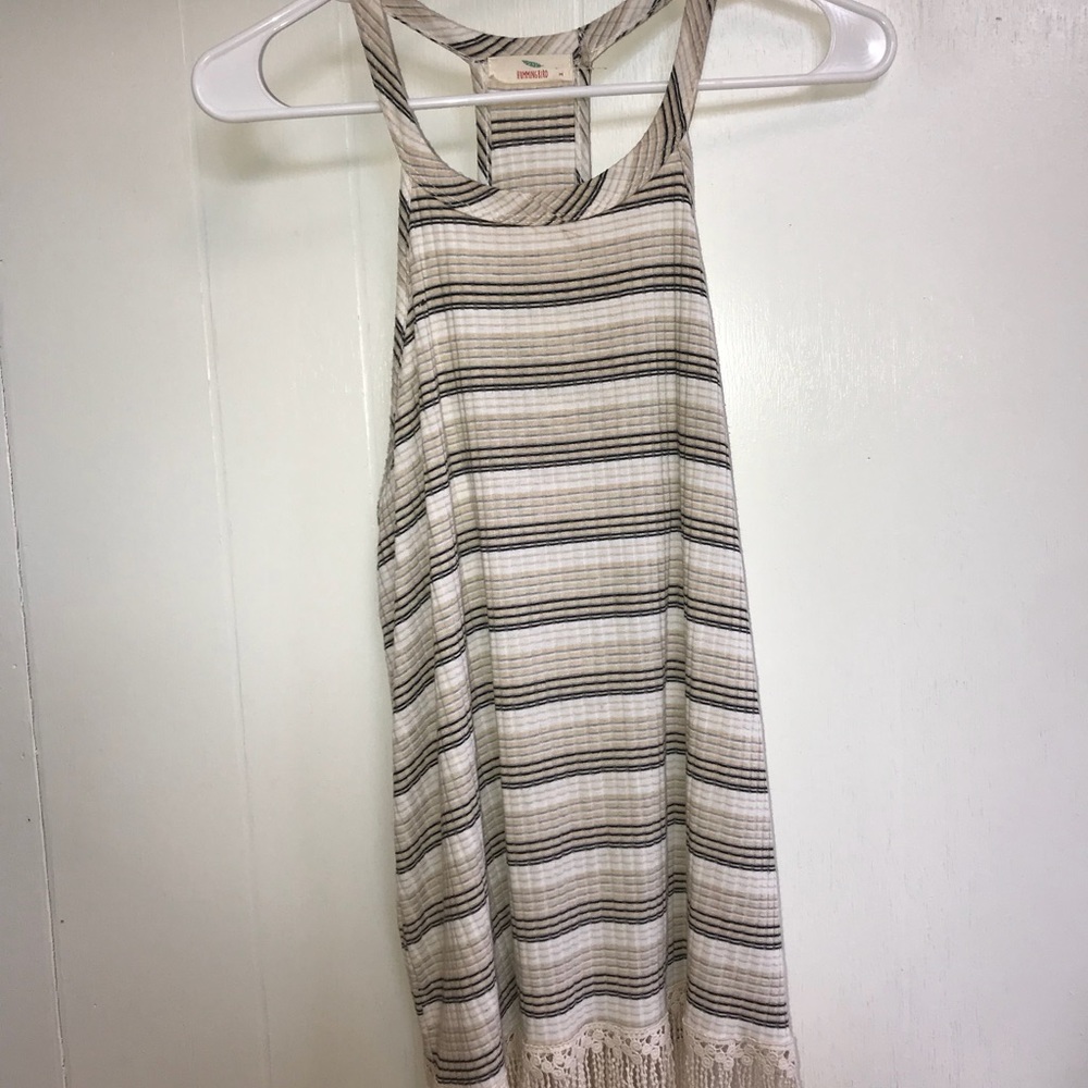 Striped tank top with fringe bottom
